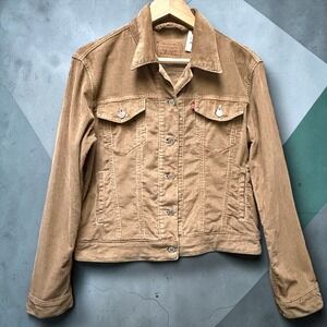 Levis Womens Corduroy Trucker Jacket Tan Camel Brown Size M